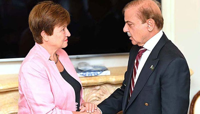 PM Sharif holds talks with IMF Kristalina to break deadlock on loan review