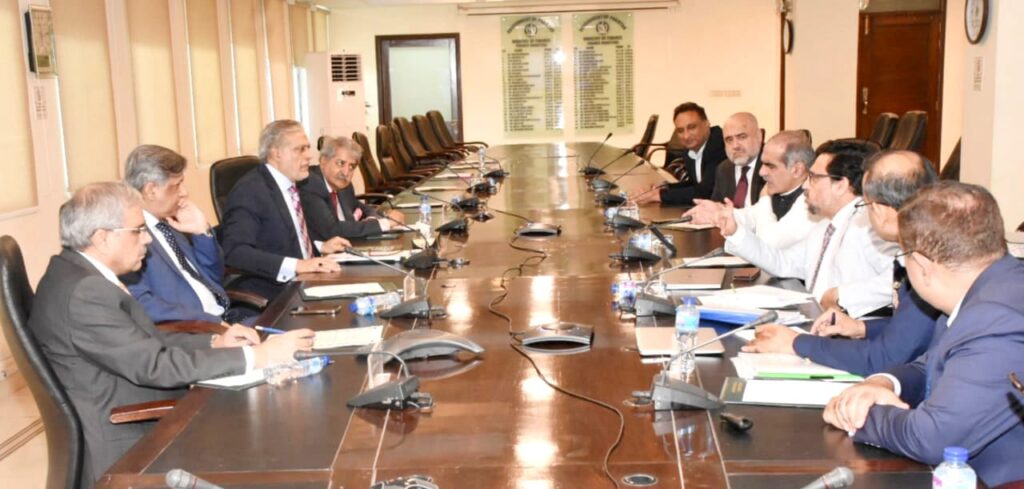 Dar in chair at crucial Aviation Meeting - Photo courtesy of @FinMinistryPak