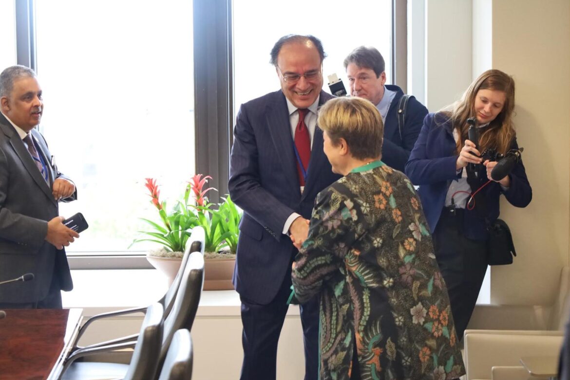 Reforms, recovery in focus as Aurangzeb meets Georgieva, Banga at Spring Meetings