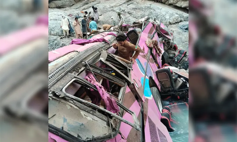 At least 40 killed as overloaded bus plunges into ravine in northwest Pakistan
