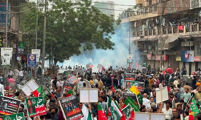 Tear gas, baton charges in Karachi as PTI marks three years since Imran Khan’s imprisonment
