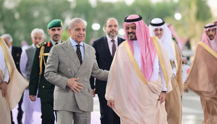 PM Sharif lands in Jeddah for talks with Saudi crown prince as Gulf tensions mount