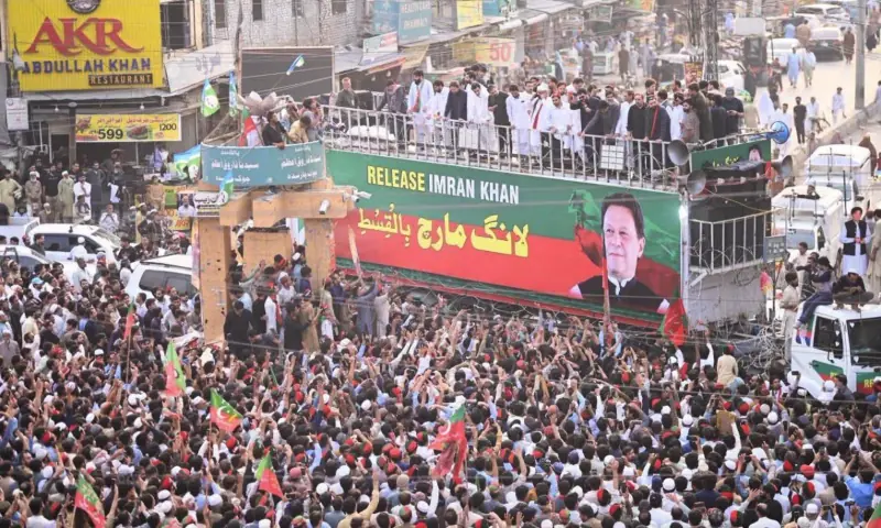 PTI vows to march on despite threat of emergency rule in Khyber Pakhtunkhwa province